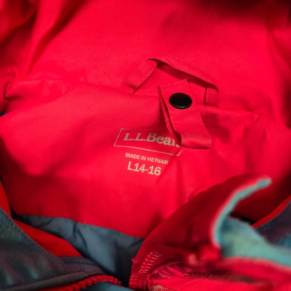 LLBean Systems Jacket Kids Girls‎ Large 14-16 Pink Blue Waterproof Hooded Ski